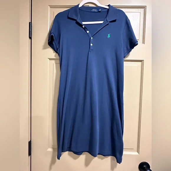 Ralph Lauren Navy Green Logo Polo Shirt Dress - Picture 1 of 10